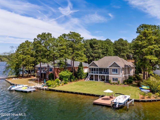 exterior space featuring a water view