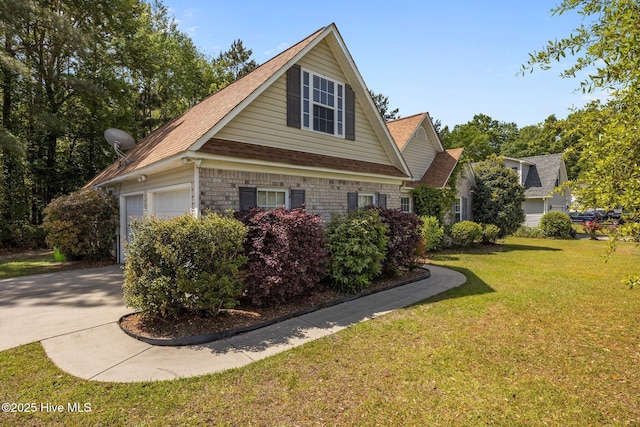 301 Derby Park Ave, New Bern, NC 28562 - view of side of property with a lawn, a shingled roof, and driveway