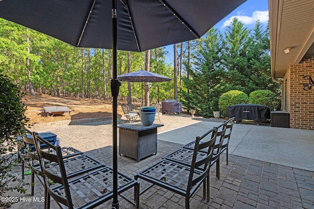 view of patio / terrace featuring a grill