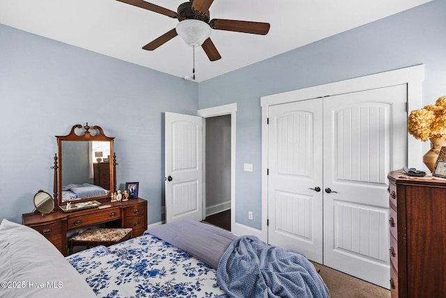 5994 Gray Squirrel Path, Southport, NC 28461 - bedroom with a closet, carpet, and a ceiling fan