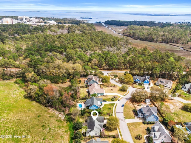 5994 Gray Squirrel Path, Southport, NC 28461 - aerial perspective of suburban area featuring a nearby body of water and a forest