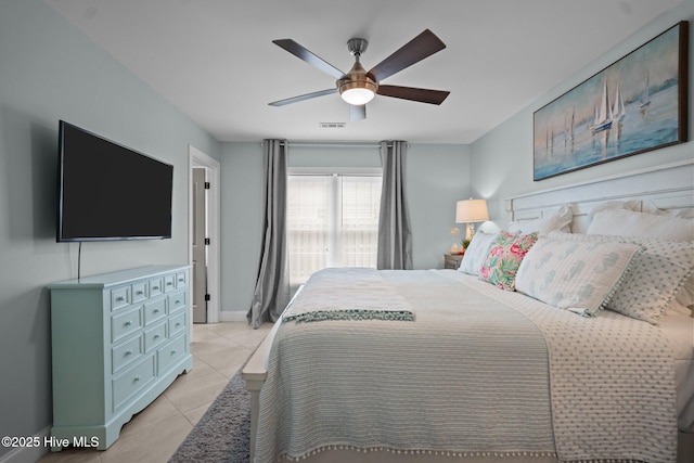 1317 Bowfin Ln Unit 2, Carolina Beach, NC 28428 - bedroom featuring light tile patterned floors, a ceiling fan, and baseboards
