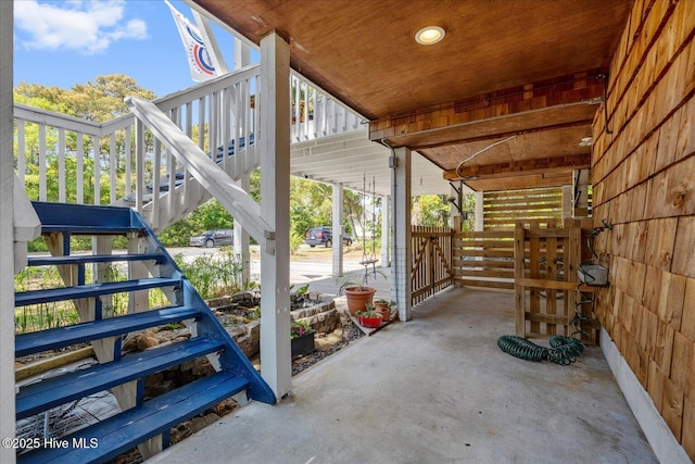 view of patio / terrace with stairway
