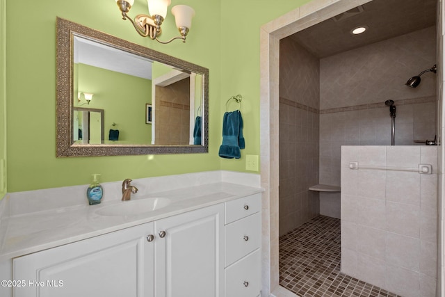 174 Banbridge Dr, West End, NC 27376 - bathroom featuring vanity and walk in shower