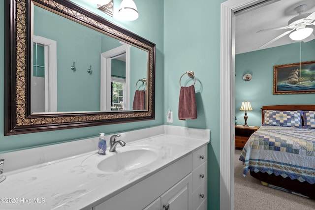 174 Banbridge Dr, West End, NC 27376 - ensuite bathroom featuring connected bathroom, ceiling fan, and vanity