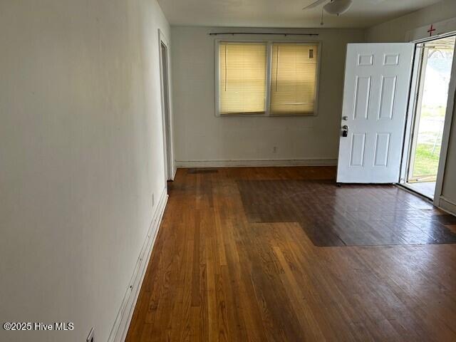 902 Johnston St, Edenton, NC 27932 - interior space featuring baseboards, ceiling fan, and wood finished floors