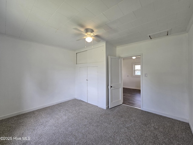 117 Flowers St, Rockingham, NC 28379 - interior space with carpet, baseboards, ceiling fan, and visible vents