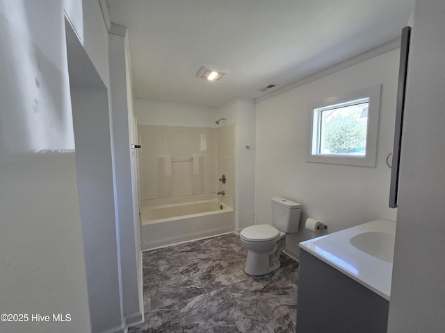 117 Flowers St, Rockingham, NC 28379 - full bath featuring tub / shower combination, visible vents, toilet, and vanity