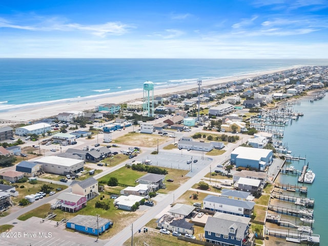 713 Channel Blvd, Topsail Beach, NC 28445 - birds eye view of property featuring a water view and a view of the beach