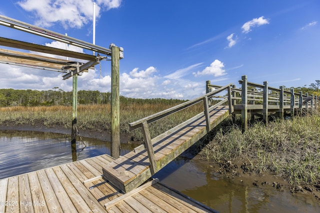 dock area featuring a water view