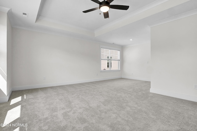 1008 Peace St Lot 69, Leland, NC 28451 - carpeted empty room featuring ornamental molding, ceiling fan, baseboards, a raised ceiling, and recessed lighting