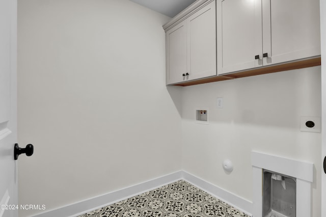 1008 Peace St Lot 69, Leland, NC 28451 - washroom with cabinet space, baseboards, hookup for an electric dryer, and washer hookup