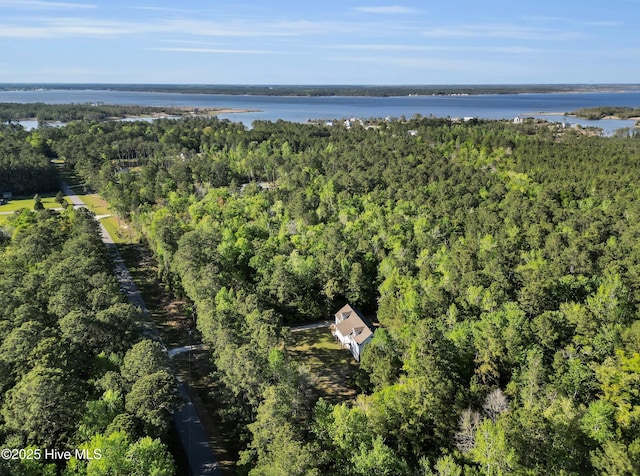 318 Winchester Way, Merritt, NC 28556 - drone / aerial view featuring a view of trees and a water view