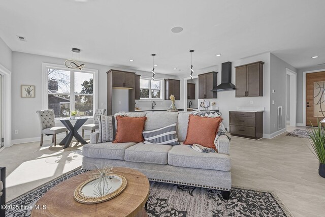 371 Narrow Shore Rd, Aydlett, NC 27916 - living room featuring baseboards and recessed lighting