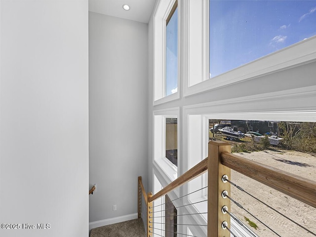371 Narrow Shore Rd, Aydlett, NC 27916 - stairway featuring baseboards and carpet