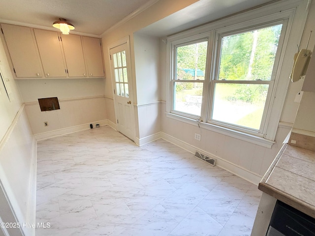 114 Long Leaf Ln, Plymouth, NC 27962 - clothes washing area with electric dryer hookup, baseboards, marble finish floor, and visible vents