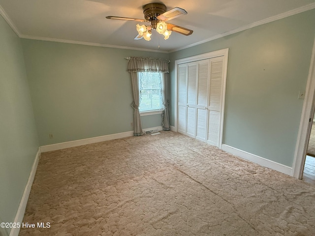 114 Long Leaf Ln, Plymouth, NC 27962 - unfurnished bedroom with crown molding, a closet, and baseboards