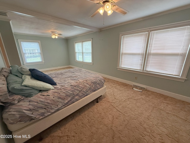 114 Long Leaf Ln, Plymouth, NC 27962 - carpeted bedroom featuring multiple windows, ornamental molding, and visible vents