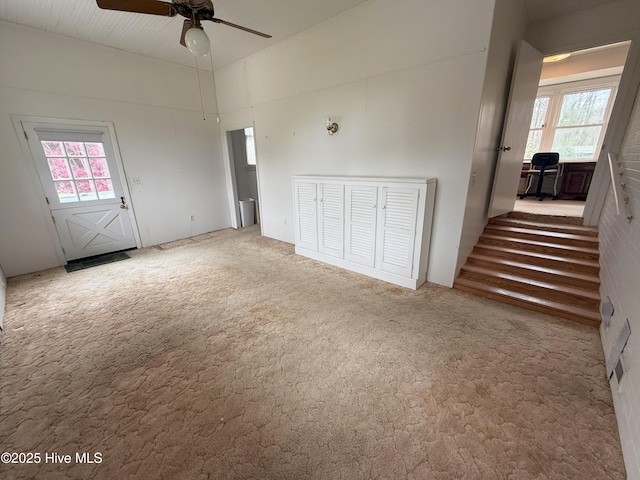 114 Long Leaf Ln, Plymouth, NC 27962 - unfurnished living room with ceiling fan and carpet floors