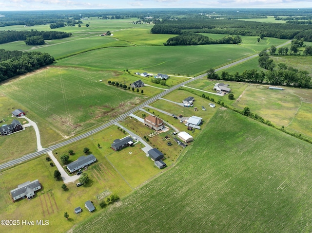 aerial view featuring a rural view