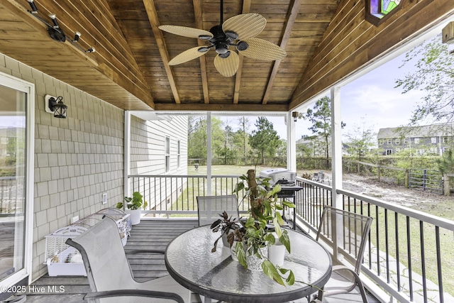 8050 Rachel Wynd Rd NE, Leland, NC 28451 - exterior space with grilling area, a ceiling fan, and outdoor dining space