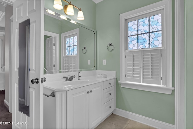 9278 Checkerberry Sq NW, Calabash, NC 28467 - bathroom with vanity and tile patterned floors