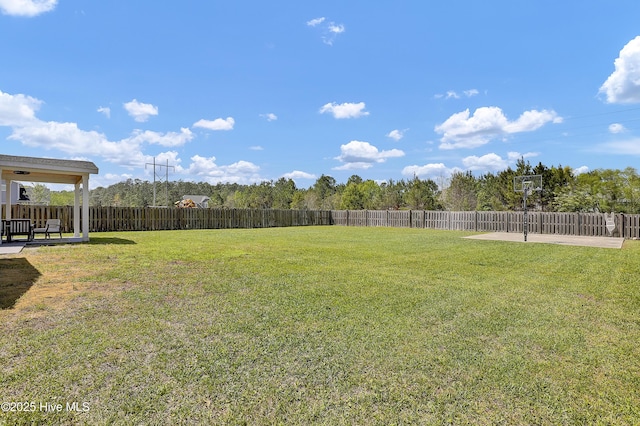 view of yard featuring a patio area and fence private yard