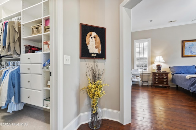 1502 Crows Landing Cir, Wilmington, NC 28403 - bedroom with ornamental molding, wood finished floors, and baseboards