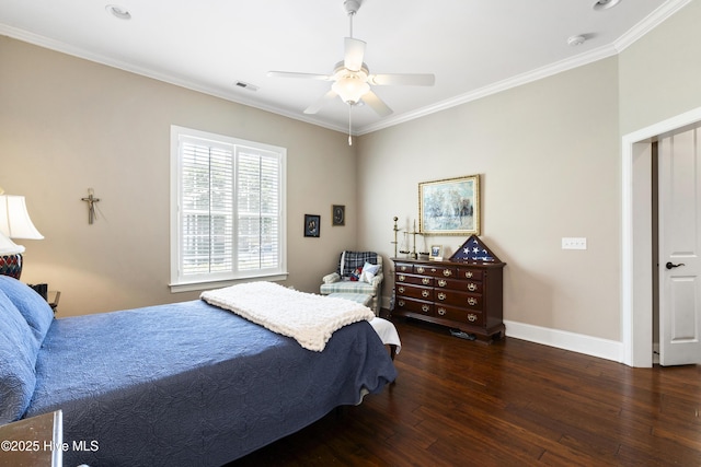 1502 Crows Landing Cir, Wilmington, NC 28403 - bedroom featuring wood-type flooring, ornamental molding, baseboards, and a ceiling fan