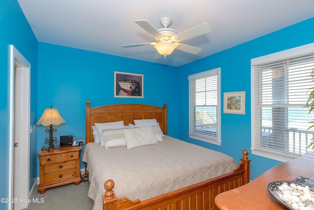 2216 S Shore Dr Unit A & B, Surf City, NC 28445 - bedroom featuring carpet flooring and a ceiling fan
