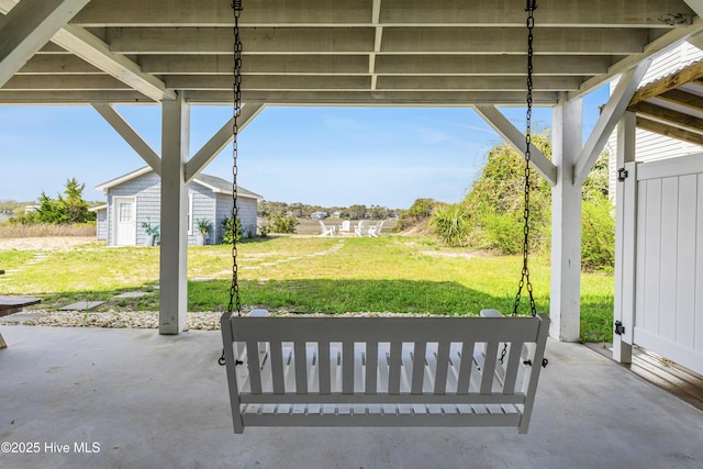 view of patio / terrace with an outdoor structure