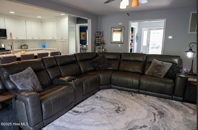 1714 Pine St, Elizabeth City, NC 27909 - living area featuring ceiling fan and recessed lighting