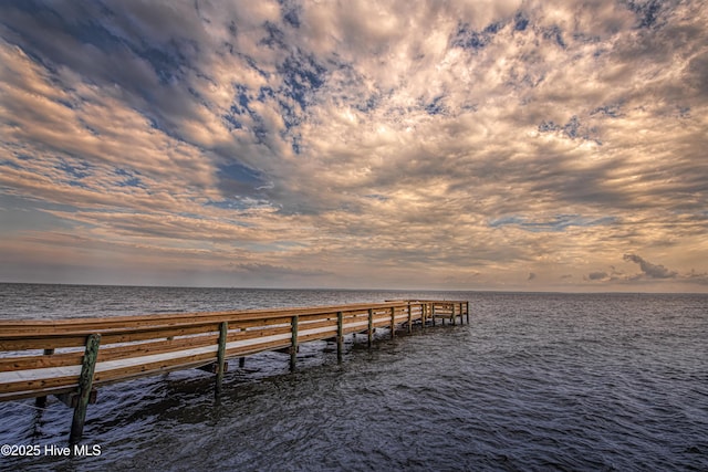 view of dock featuring a water view