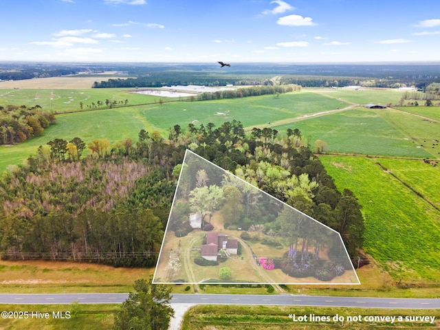 drone / aerial view with a rural view