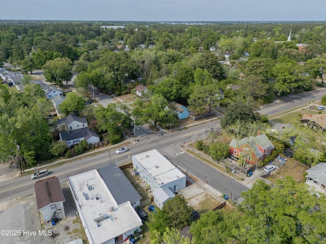 bird's eye view featuring a view of trees