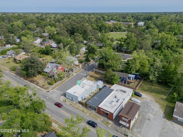 drone / aerial view with a forest view