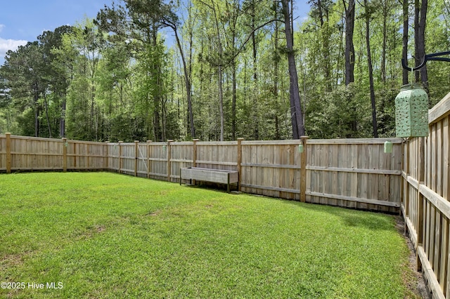 view of yard featuring a fenced backyard