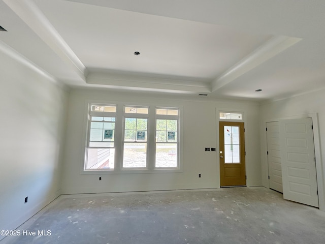 45 Mill Creek Dr, Minnesott Beach, NC 28510 - foyer featuring a tray ceiling and crown molding