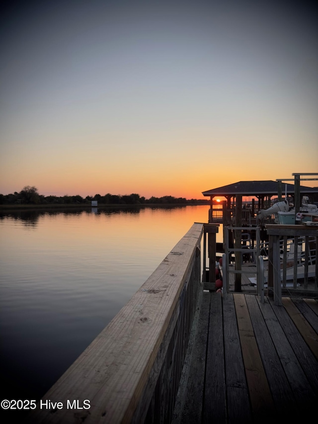 view of dock featuring a water view