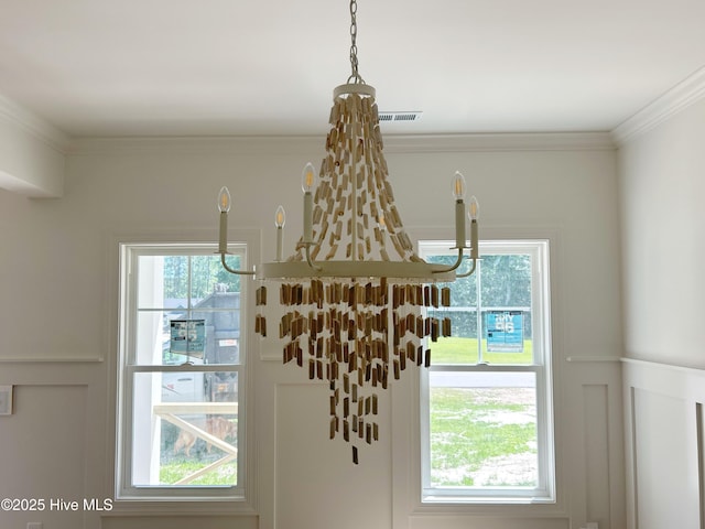 179 N Brightleaf Dr, Minnesott Beach, NC 28510 - detailed view of ornamental molding and a chandelier