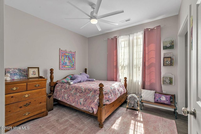 1560 White Oak River Rd, Maysville, NC 28555 - bedroom with ceiling fan and wood finished floors
