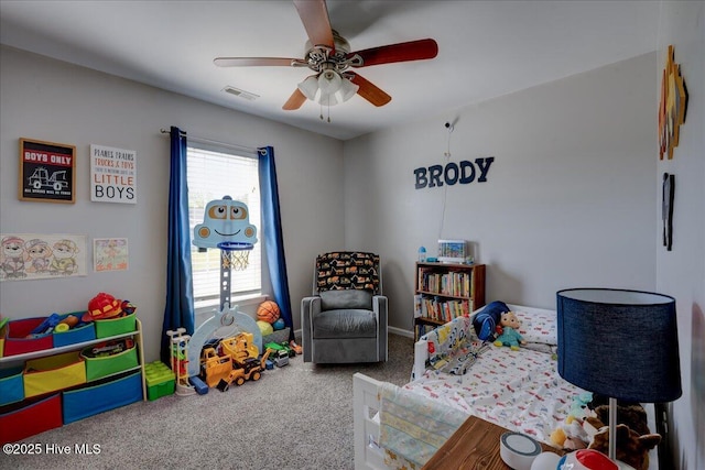 115 Kenmore Ct, New Bern, NC 28560 - carpeted bedroom featuring visible vents and a ceiling fan