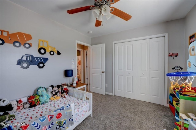 115 Kenmore Ct, New Bern, NC 28560 - bedroom featuring carpet floors, a closet, and ceiling fan