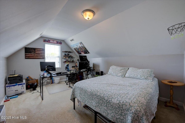 115 Kenmore Ct, New Bern, NC 28560 - carpeted bedroom featuring lofted ceiling and visible vents