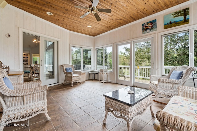 178 Edgewater Cir, Sunset Beach, NC 28468 - sunroom / solarium featuring plenty of natural light, wooden ceiling, and ornamental molding