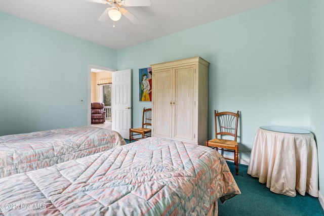 178 Edgewater Cir, Sunset Beach, NC 28468 - carpeted bedroom featuring a ceiling fan