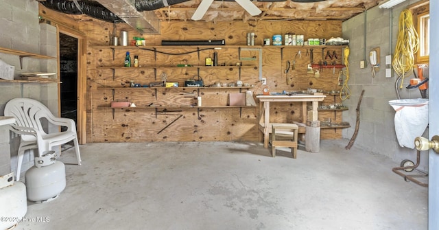 178 Edgewater Cir, Sunset Beach, NC 28468 - basement with a workshop area and concrete block wall
