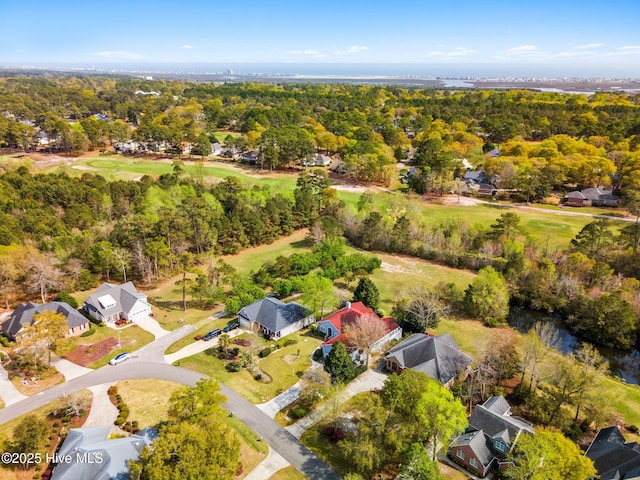 178 Edgewater Cir, Sunset Beach, NC 28468 - drone / aerial view with a wooded view, a residential view, and view of golf course