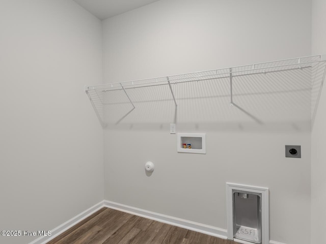113 Legare St Lot 254, Wilmington, NC 28411 - laundry area with hookup for an electric dryer, washer hookup, dark wood-style flooring, and hookup for a gas dryer