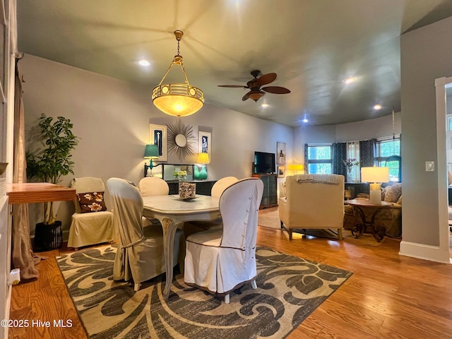 1120 S 3rd St, Wilmington, NC 28401 - dining space with wood finished floors, ceiling fan, and recessed lighting